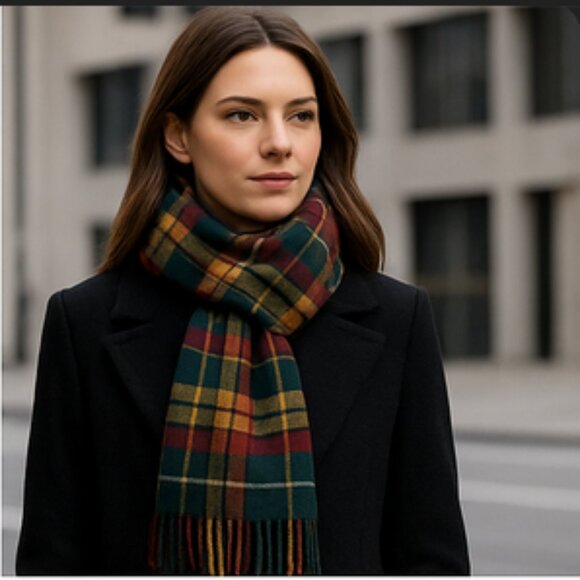 Vintage Tartan Plaid Scarf – Jewel Tone Winter Classic - Picture 3 of 13